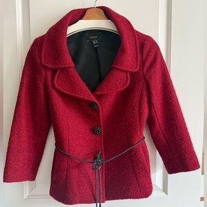 Mango Red Wool Blend Peacoat Jacket